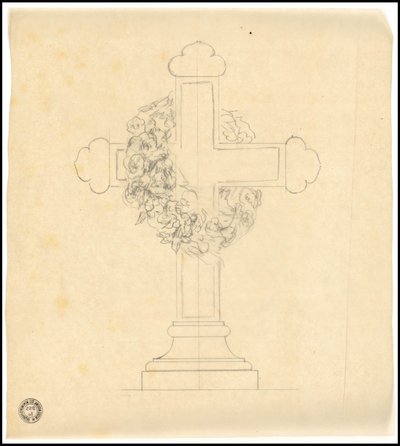 Sketch of Tomb for the Karakehia Family at Père Lachaise Cemetery in Paris by Adolphe Victor Geoffroy Dechaume